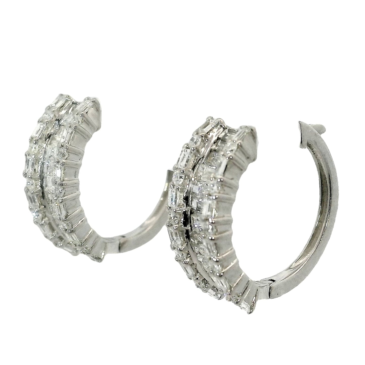 Natural Diamonds Hoop Earrings - 14kt White Gold