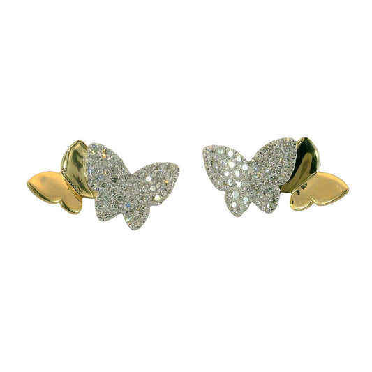Natural Diamond Butterfly Earrings - 14kt Yellow Gold
