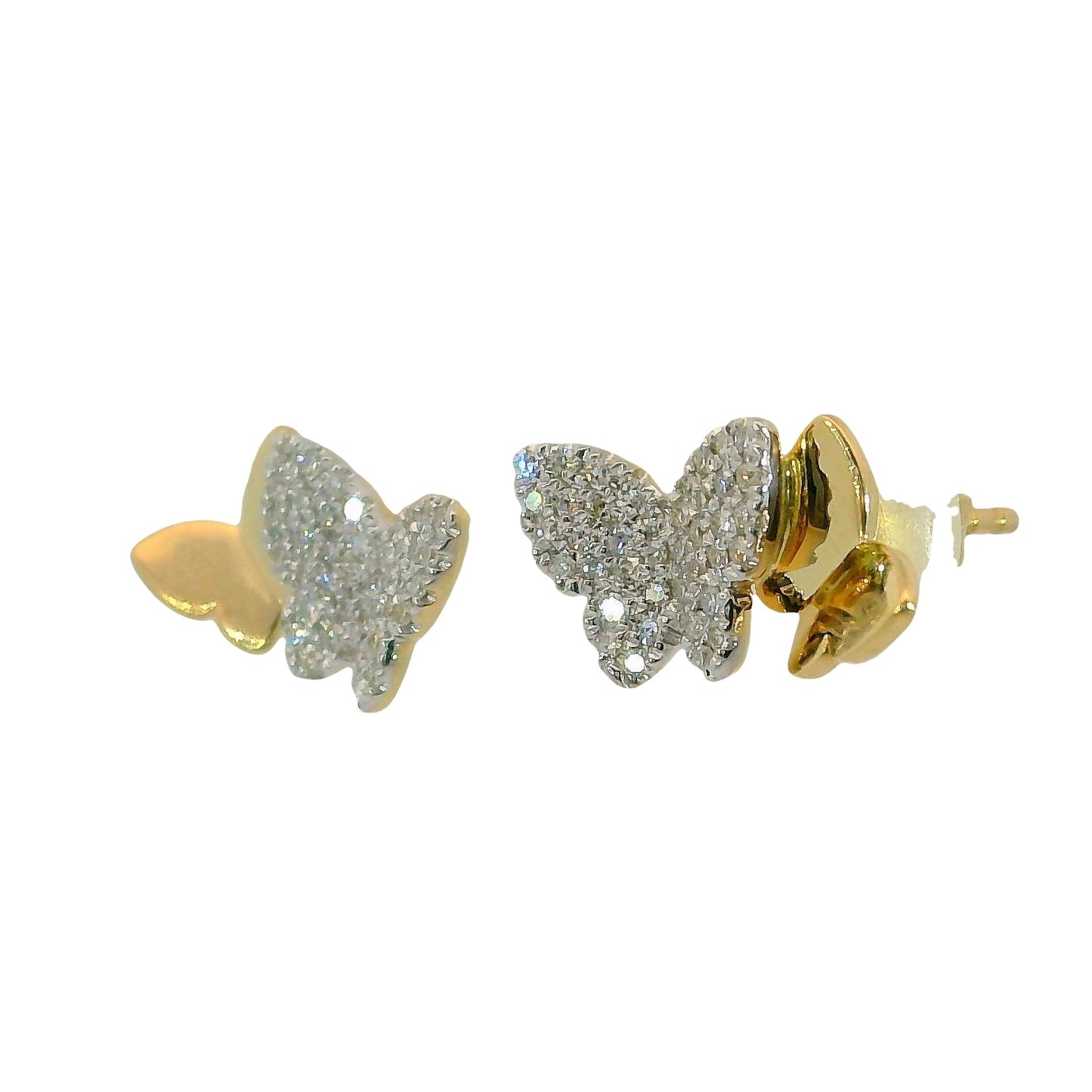 Natural Diamond Butterfly Earrings - 14kt Yellow Gold
