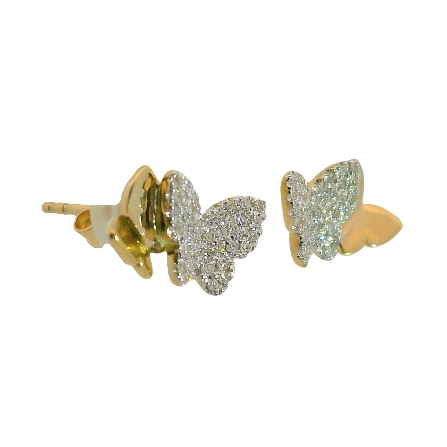 Natural Diamond Butterfly Earrings - 14kt Yellow Gold
