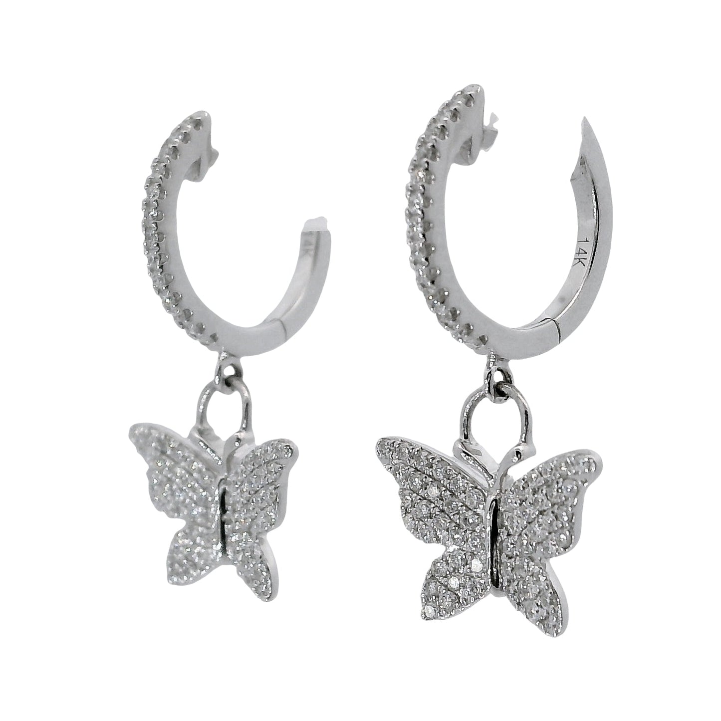 Natural Diamonds Hoop Earrings - 14kt White Gold