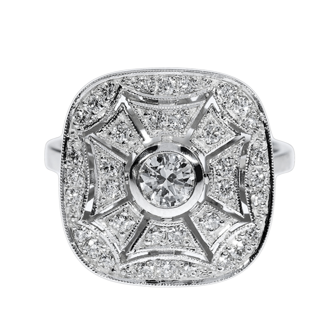 Diamond Engagement Ring - 18kt White Gold