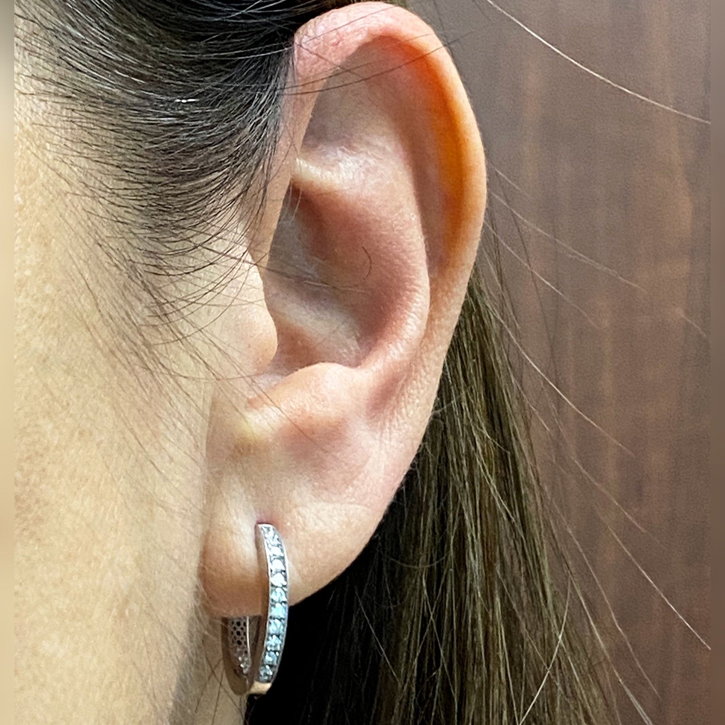 Hoop Diamond Earrings - 18kt White Gold