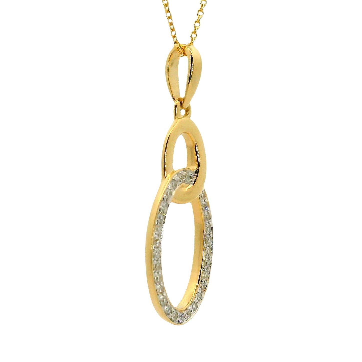Natural Diamonds Ovals Pendant - 14kt Yellow Gold