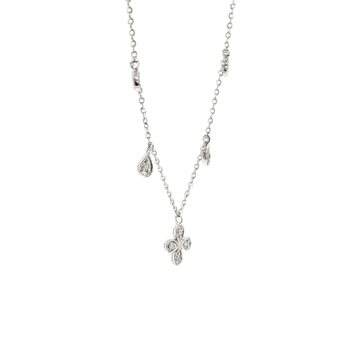 Natural Diamonds Pendant - 14kt White Gold