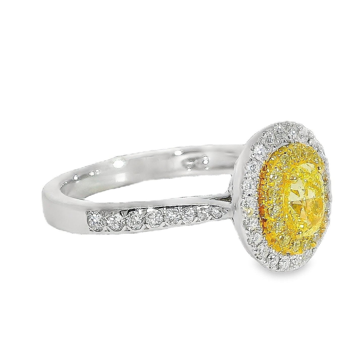 Fancy Yellow Natural Diamonds - 18kt White Gold