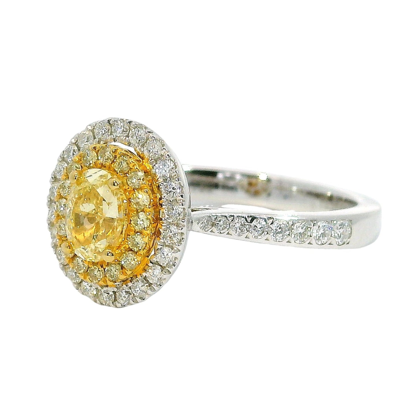 Fancy Yellow Natural Diamonds - 18kt White Gold