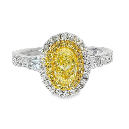 Fancy Yellow Natural Diamonds - 18kt White Gold