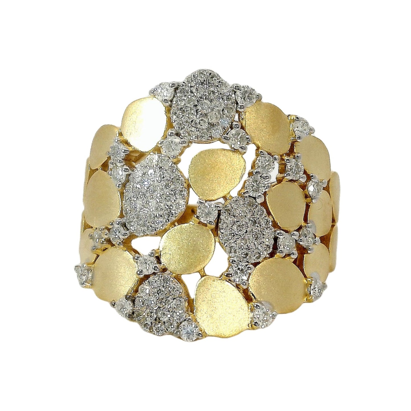 Natural diamonds Ring - 18kt Yellow Gold