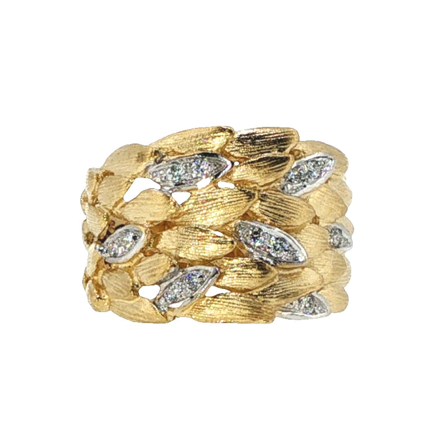 Natural Diamonds Ring - 14kt Yellow Gold