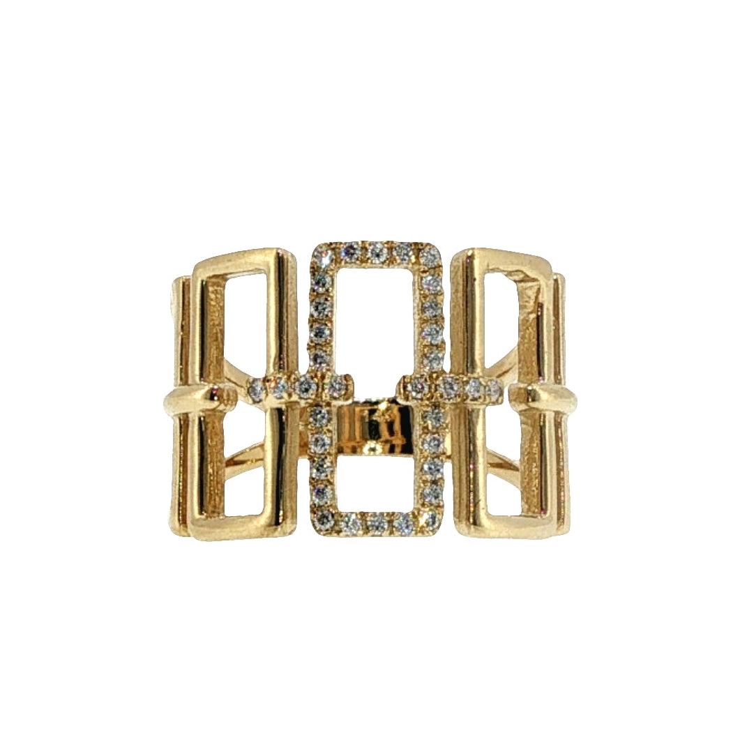 Natural Diamonds Ring - 14kt Yellow Gold