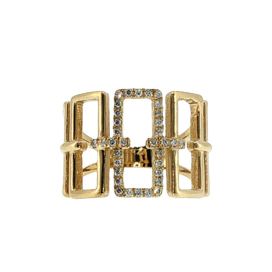 Natural Diamonds Ring - 14kt Yellow Gold