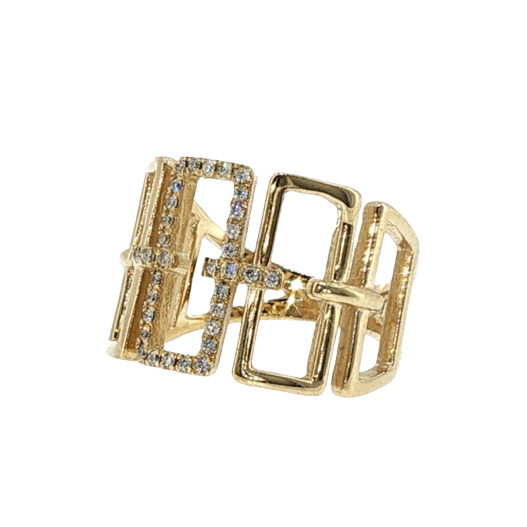 Natural Diamonds Ring - 14kt Yellow Gold