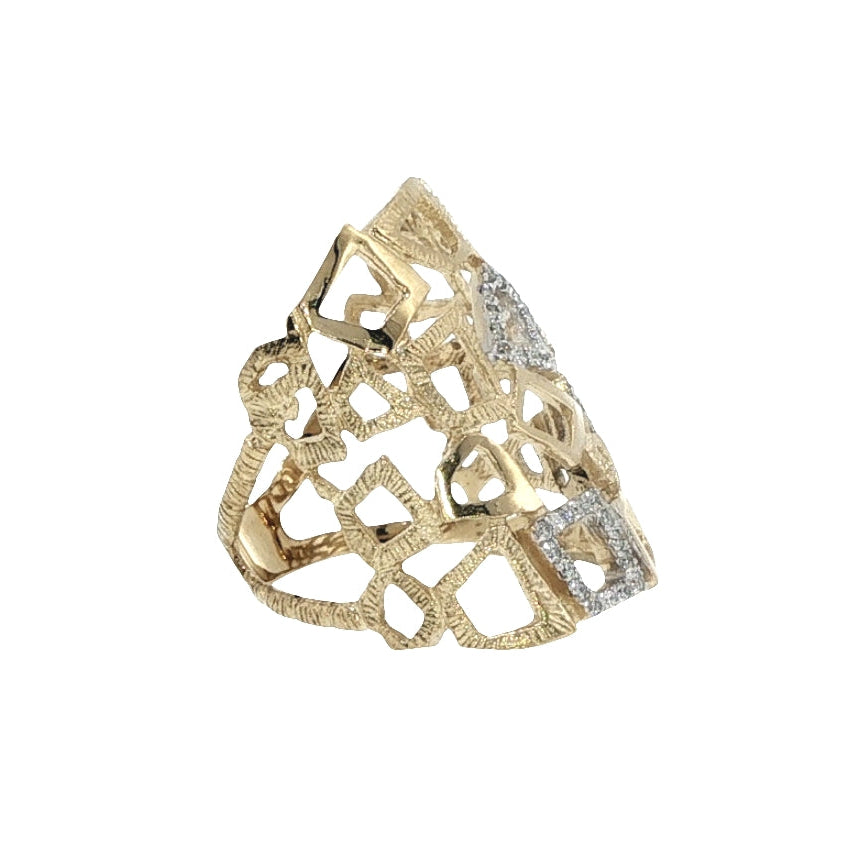 Natural Diamonds Ring - 14kt Yellow Gold
