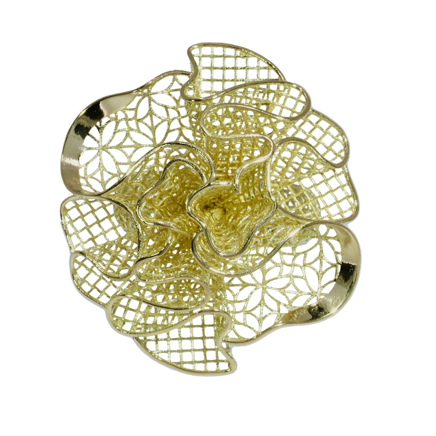 Filigree Flower Ring - 18kt Yellow Gold
