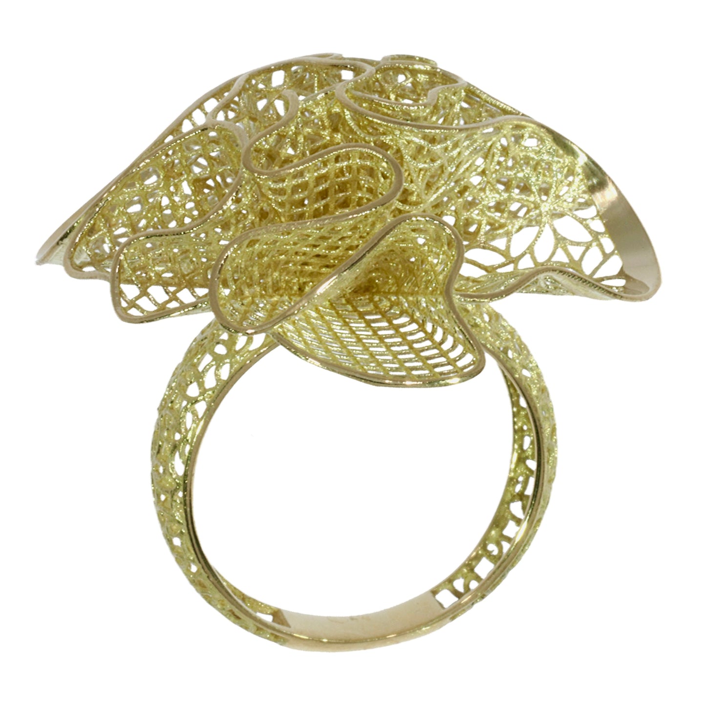 Filigree Flower Ring - 18kt Yellow Gold
