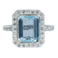 Aquamarine and Diamond Ring - 18kt White Gold