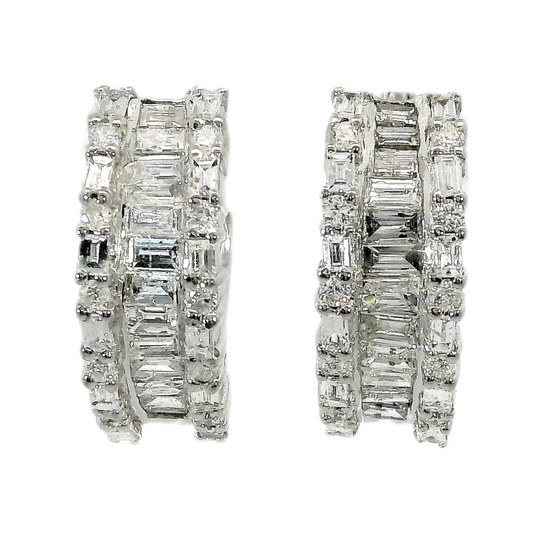 Natural Diamonds Hoop Earrings - 14kt White Gold