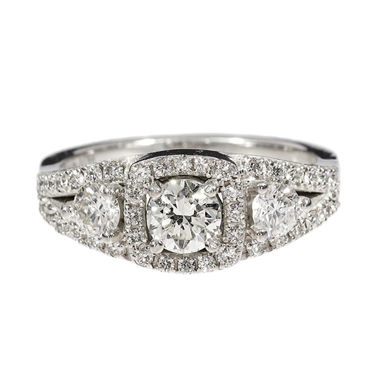 Natural GIA Diamond Engagement Ring - 18kt White Gold