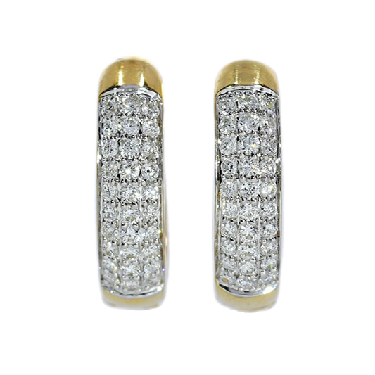 Hoop Diamond Earrings - 18kt Yellow Gold