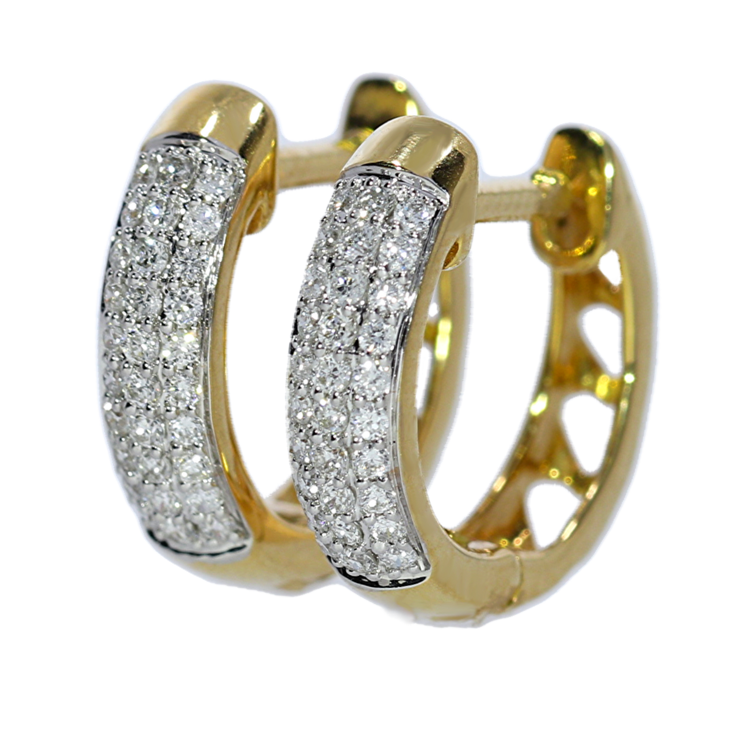 Hoop Diamond Earrings - 18kt Yellow Gold
