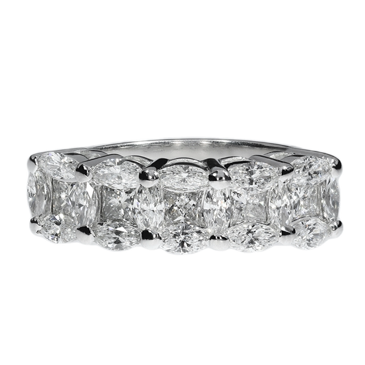 Natural Diamonds Engagement Ring - 18kt White Gold