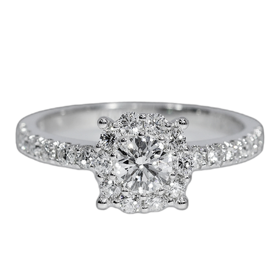 GIA Natural Diamond Engagement Ring - Oro Blanco 18kt