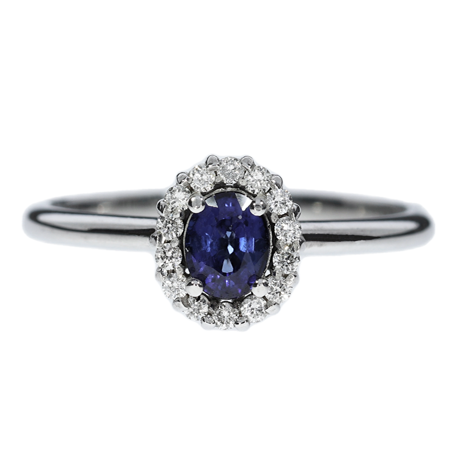 Elegant Sapphire and Diamond Ring - 18kt White Gold