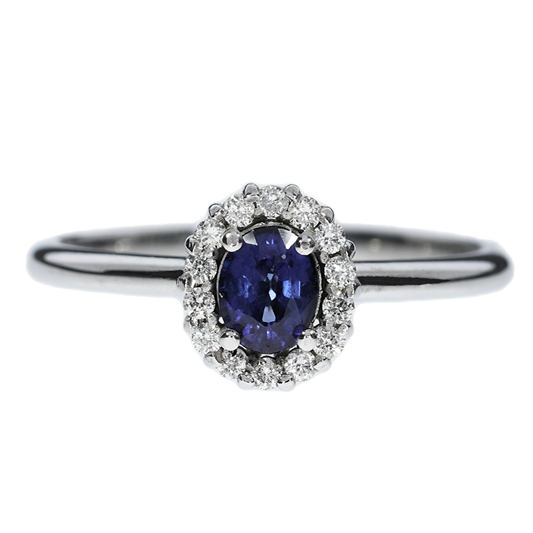 Elegant Sapphire and Diamond Ring - 18kt White Gold