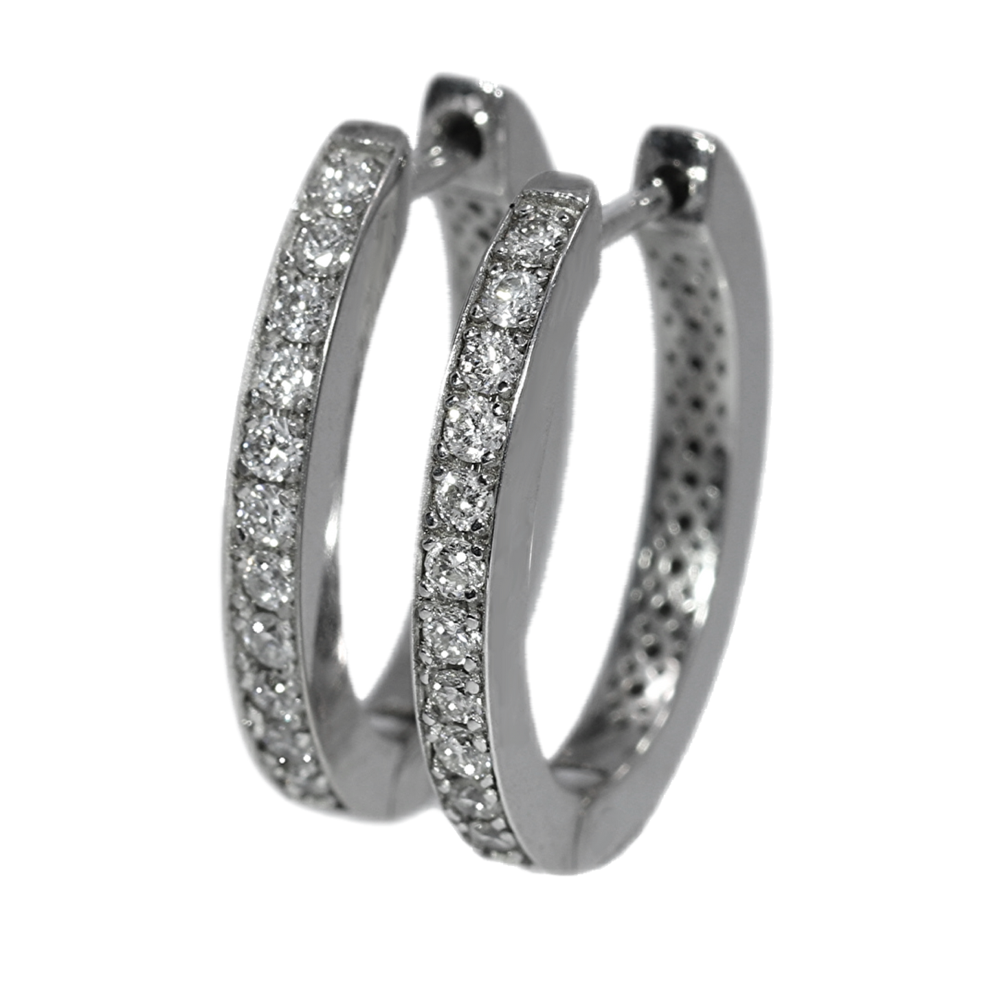 Hoop Diamond Earrings - 18kt White Gold