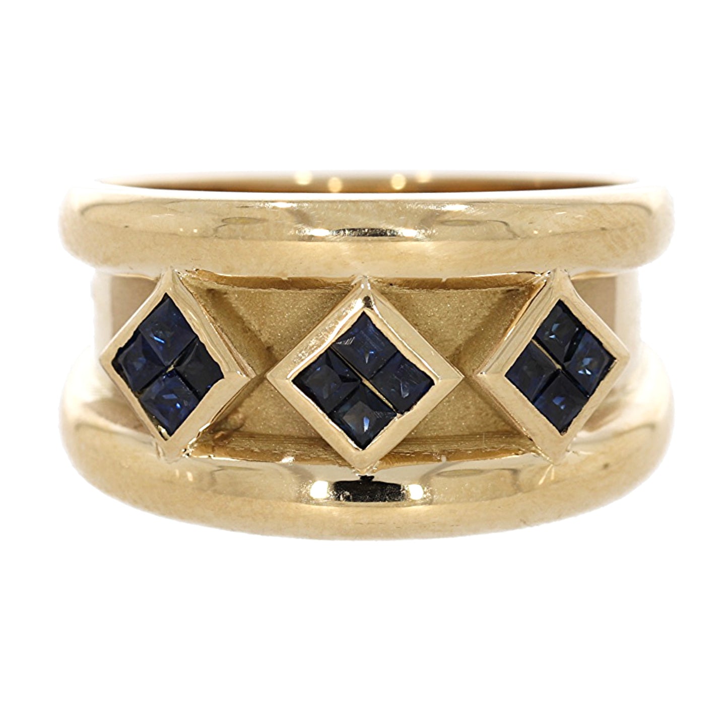 Rhombuses Sapphire Ring - 18kt Yellow Gold
