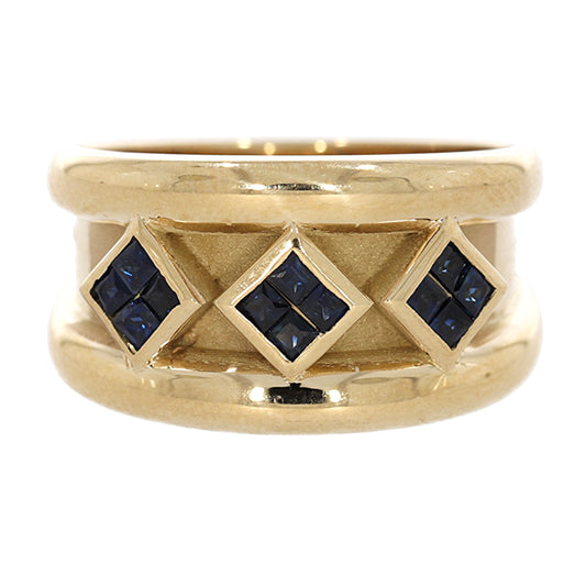 Rhombuses Sapphire Ring - 18kt Yellow Gold