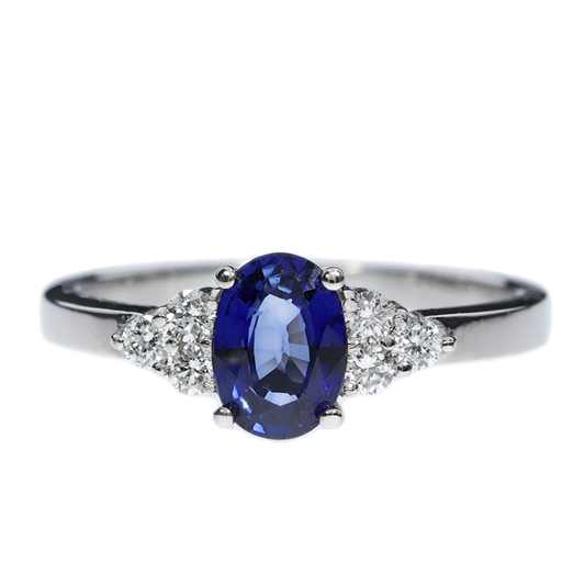 Sapphire and Diamond Ring - 18kt White Gold