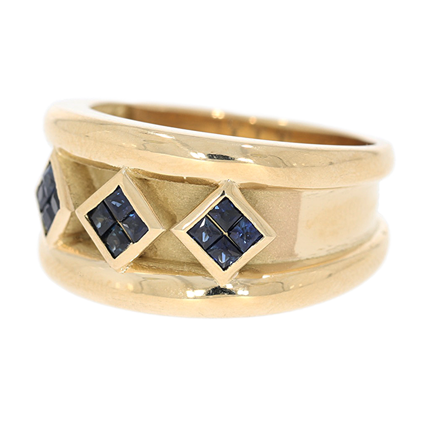 Rhombuses Sapphire Ring - 18kt Yellow Gold