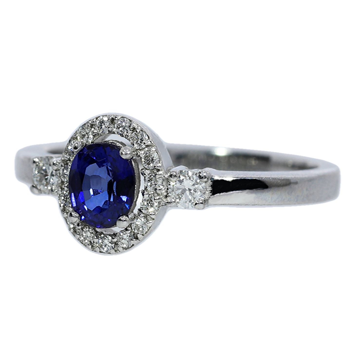 Sapphire and Diamond Ring - 18kt White Gold