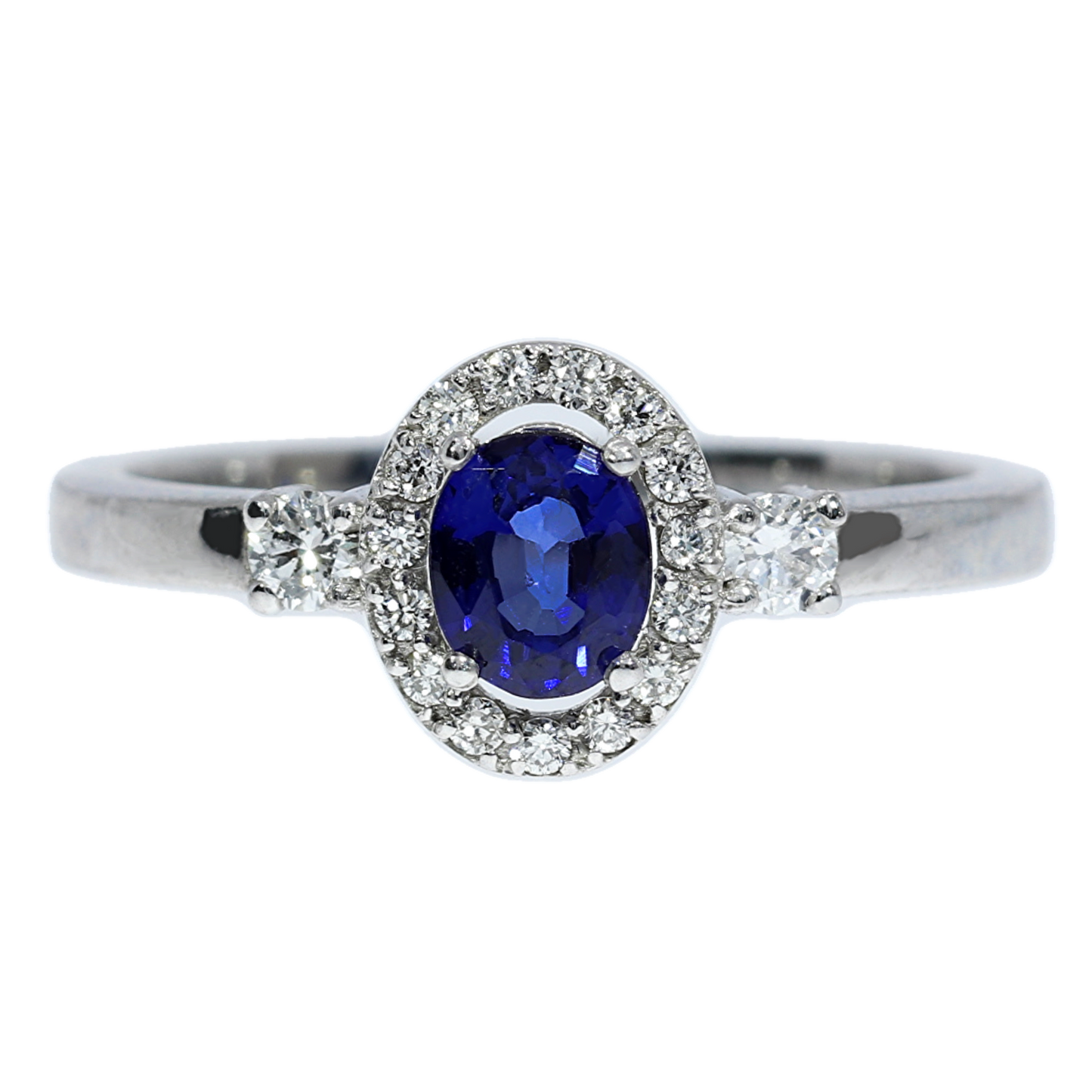 Sapphire and Diamond Ring - 18kt White Gold