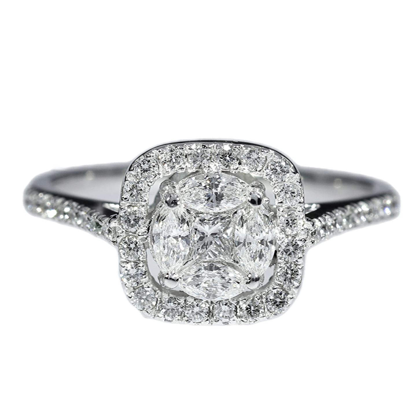 Diamond Engagement Ring - 18kt White Gold