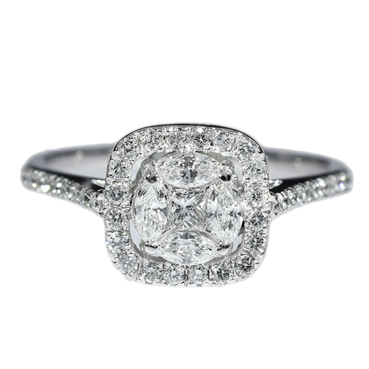 Diamond Engagement Ring - 18kt White Gold