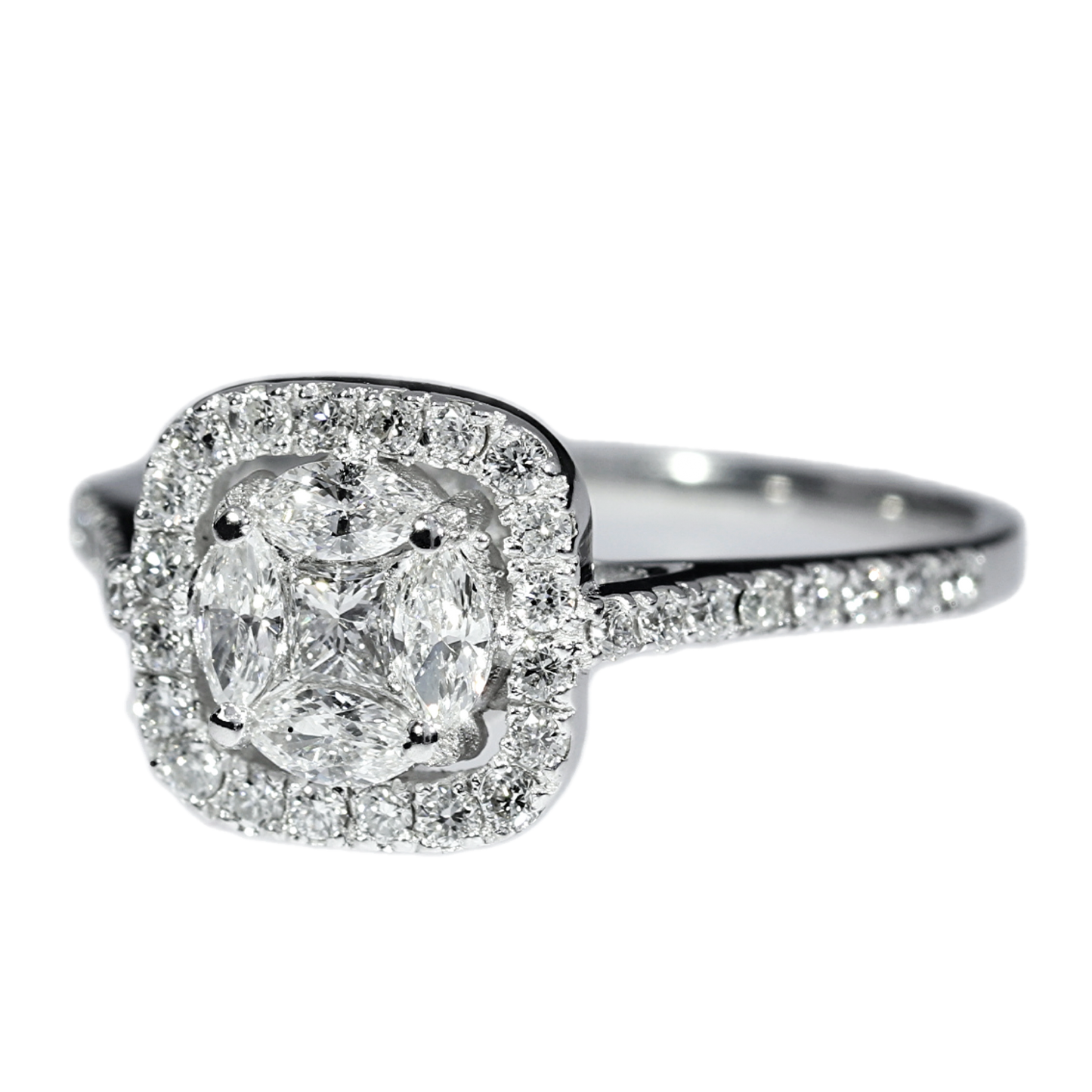 Diamond Engagement Ring - 18kt White Gold