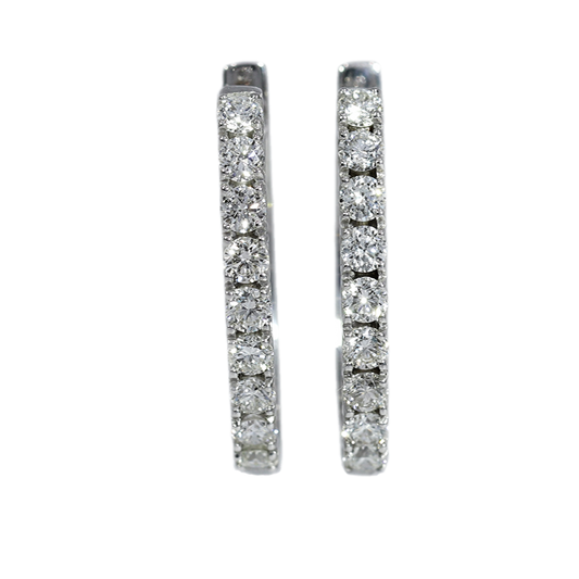 Hoop Diamond Earrings - 18kt White Gold