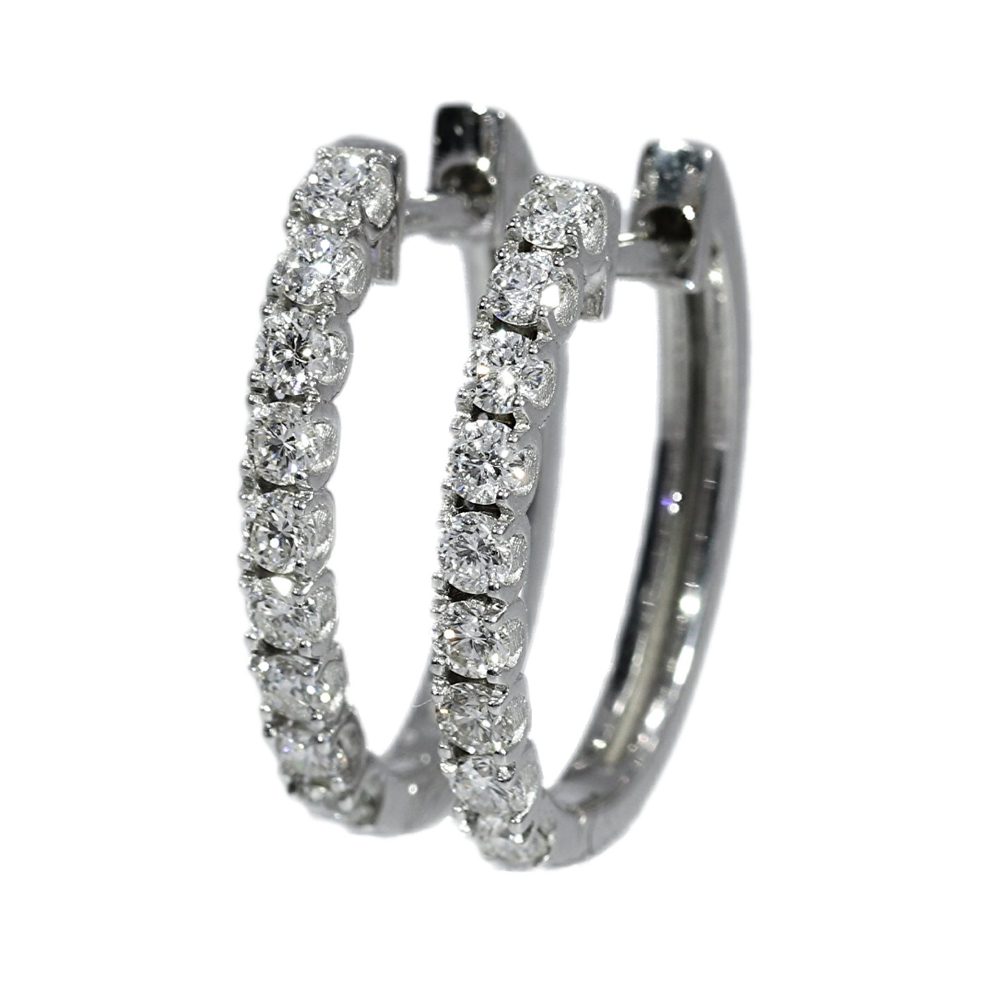 Hoop Diamond Earrings - 18kt White Gold