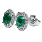 Emerald and Diamond Earrings - 18kt White Gold