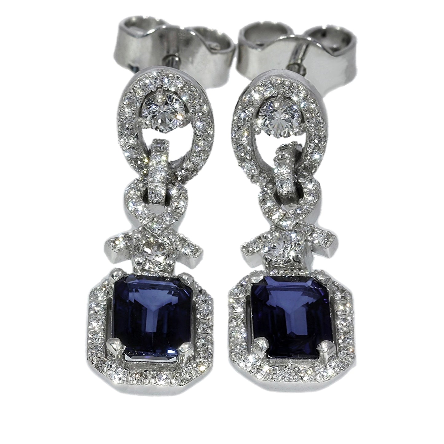 Sapphire and Diamond Earrings - 18kt White Gold