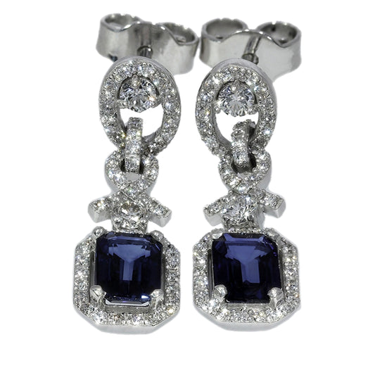 Sapphire and Diamond Earrings - 18kt White Gold