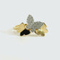 Natural Diamond Butterfly Ring - 14kt Yellow Gold